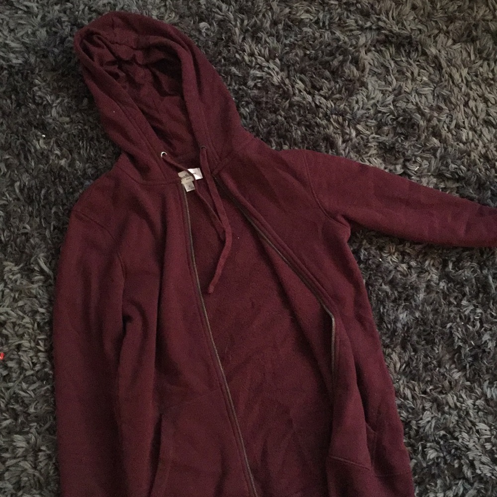maroon zip up jacket